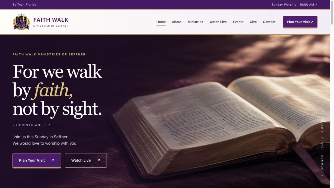 Faith Walk Ministries — desktop website screenshot