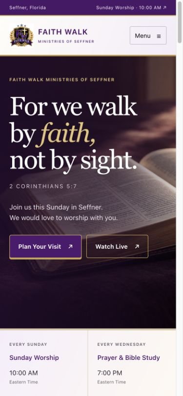 Faith Walk Ministries — mobile website screenshot