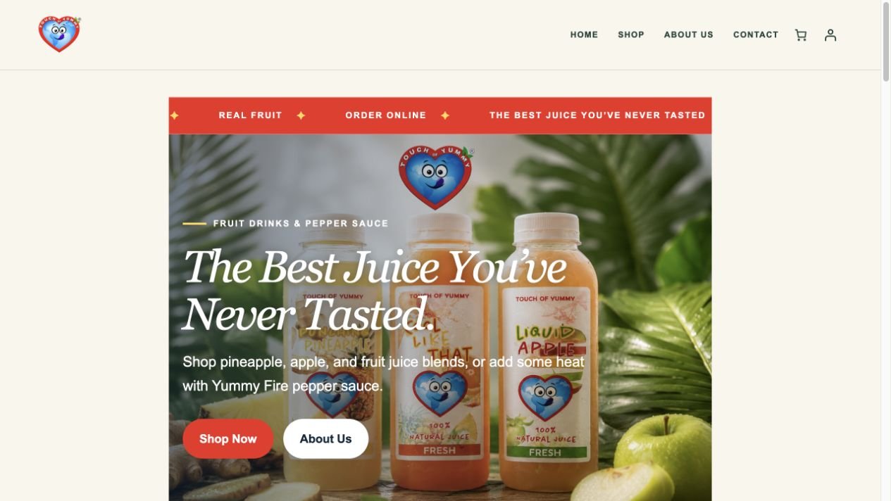 Touch of Yummy — desktop website screenshot
