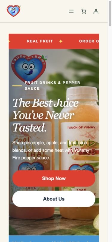 Touch of Yummy — mobile website screenshot